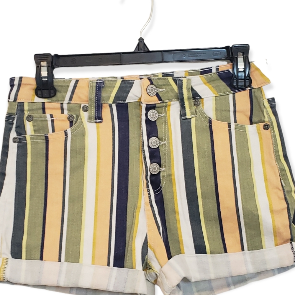 Dickies Denim Striped Button Fly Shorts Juinor Size 5